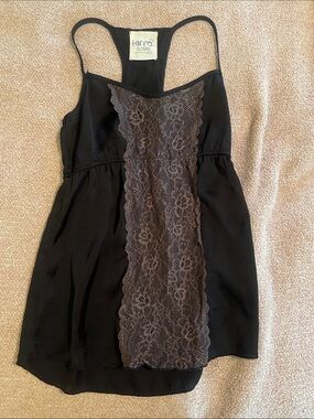 Kirra Black Tank with Gray Lace Panel